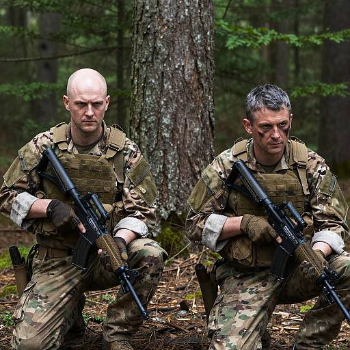 Tactical Soldiers in Dense Forest Setting