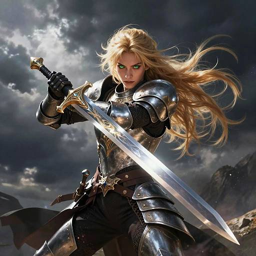 Blonde Warrior with Glowing Sword