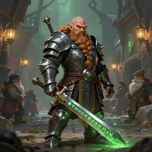 Epic Dwarf Paladin in Urban Fantasy Scene