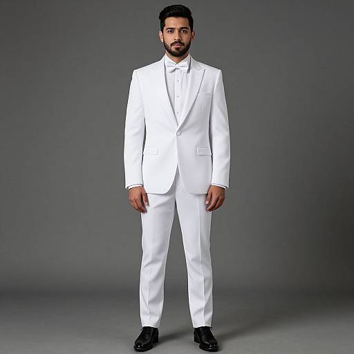 Elegant Groom in White Wedding Suit
