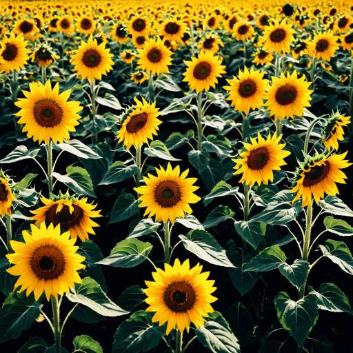 Bright Yellow Sunflower Field