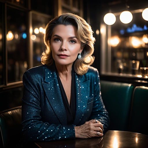 Charming Woman in Cozy Cafe at Night Charming Woman in Cozy Cafe at Night