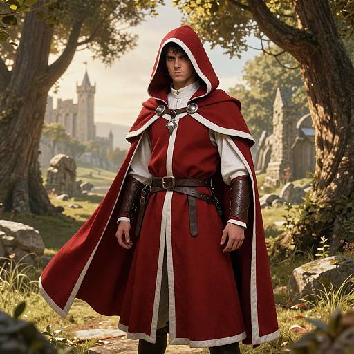 Noble Young Warrior in Medieval Forest