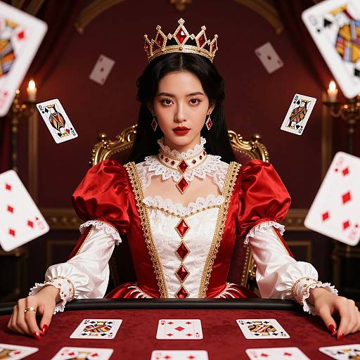 Regal Woman at Magical Card Table