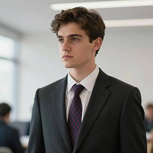 Serious Young Man in Stylish Suit
