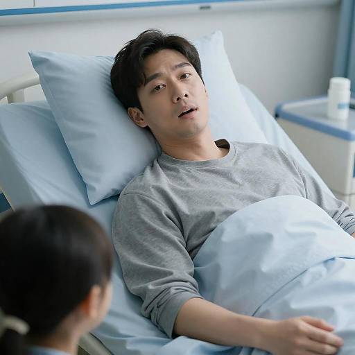 Hospital Scene with Man in Bed