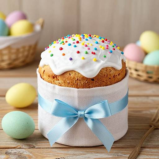 Easter Cake with Basket and Eggs