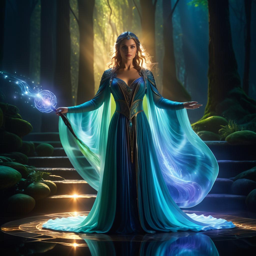 Enchanting Sorceress in Cinematic Forest