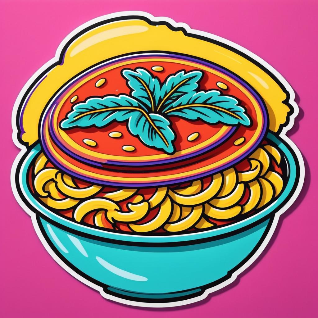 Vibrant Pasta Pop Art Sticker Design