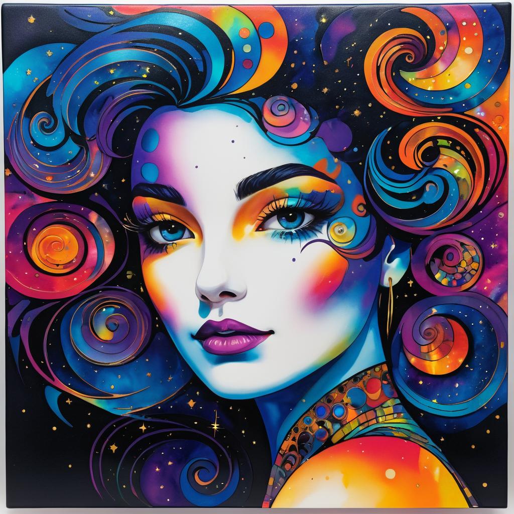 Cosmic Elegance: Vibrant Woman in Art