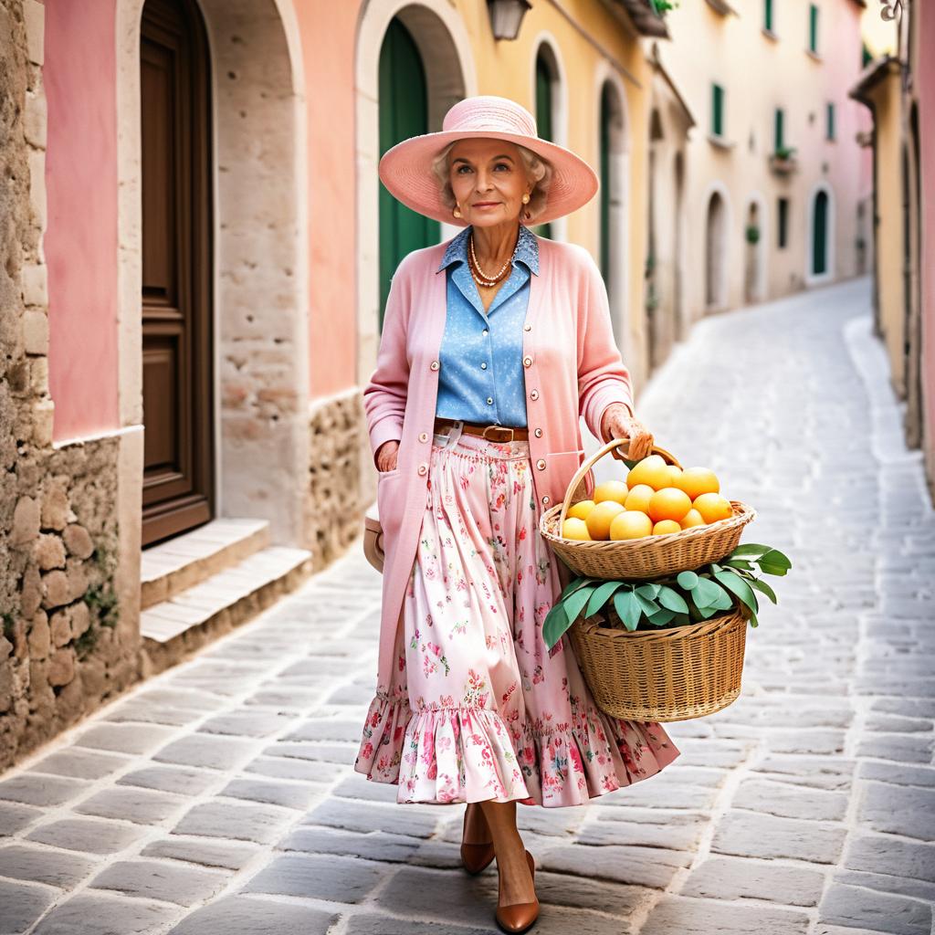 Charming Elderly Woman in Italian Street