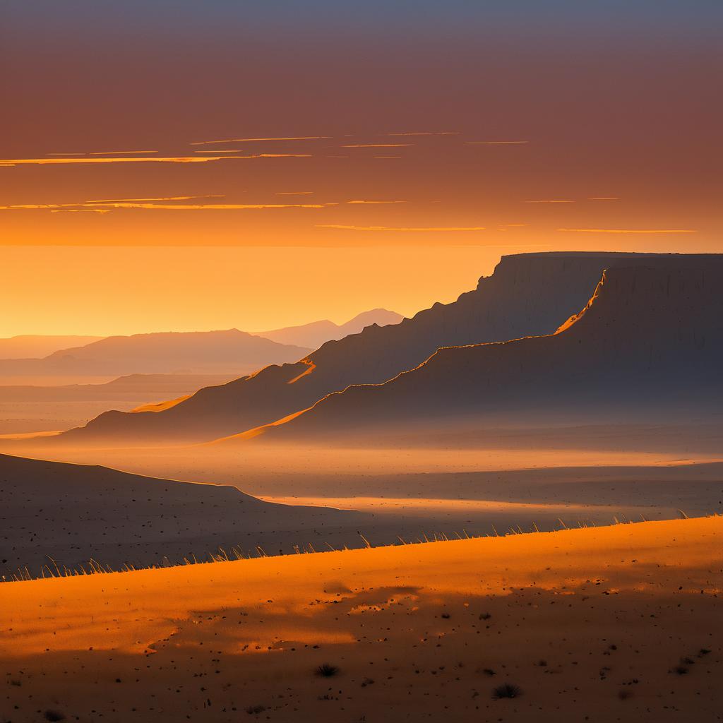 Golden Sunset Over Misty Southwestern Foothills