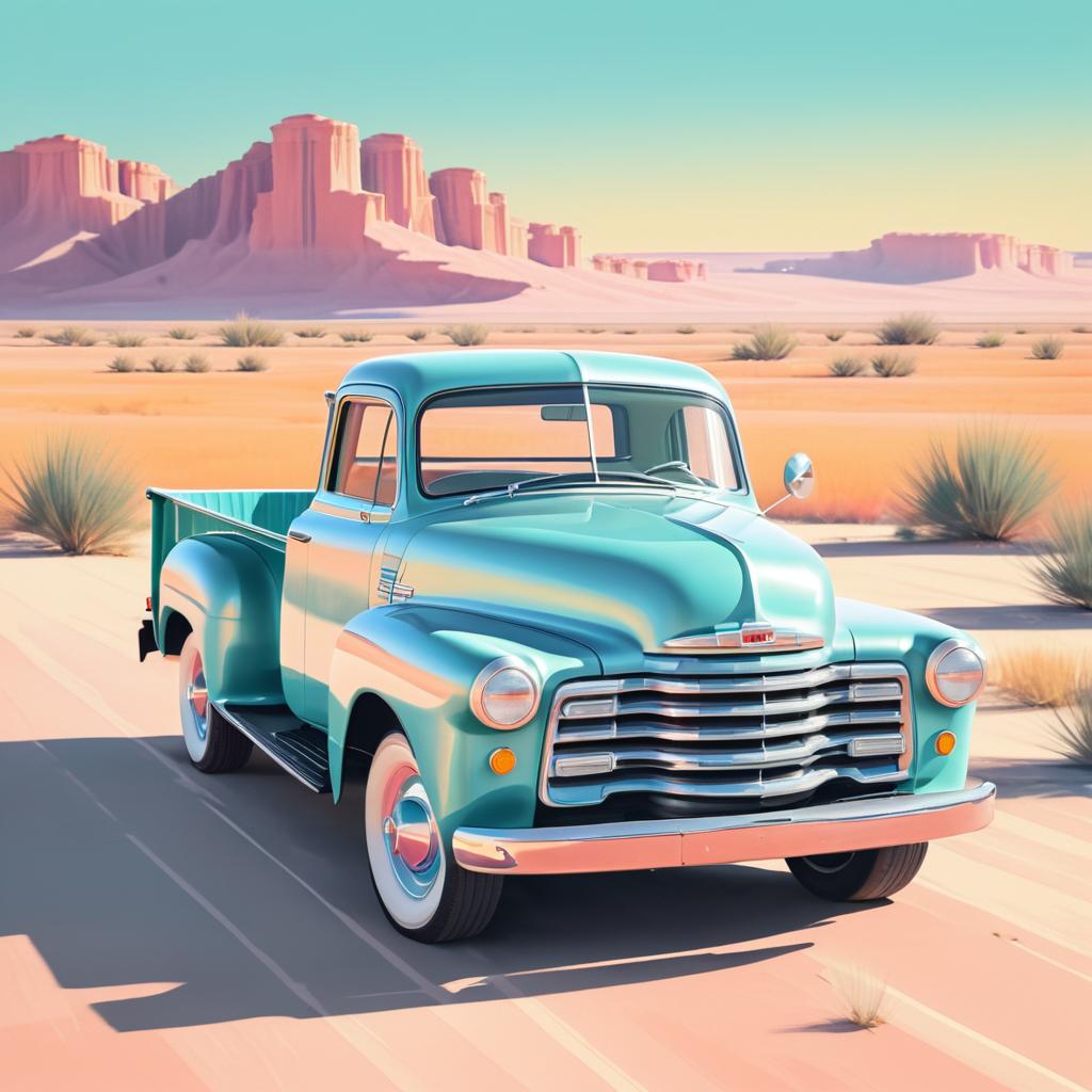 Vintage Pickup Truck in Pastel Colors