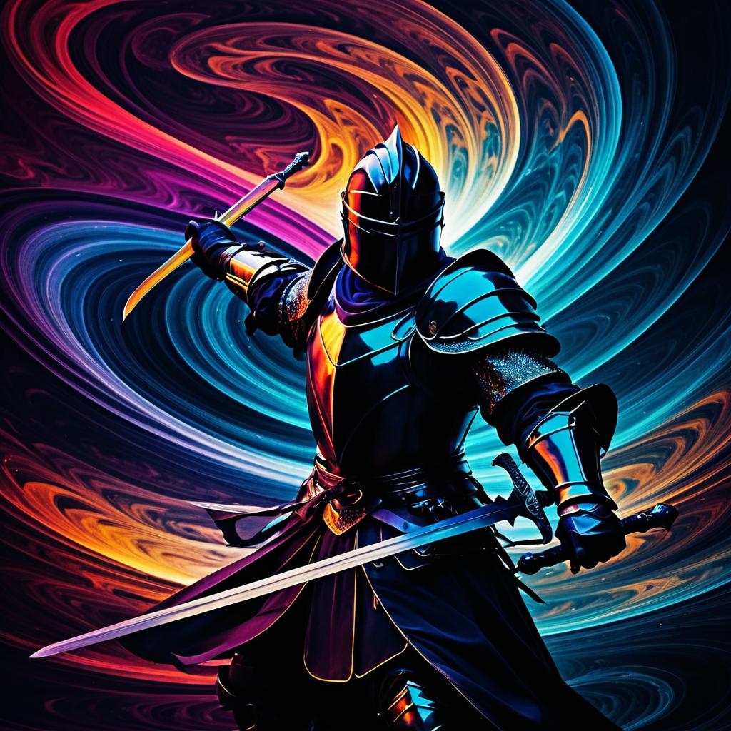 Surreal Knight in Dark Swirling Dreams