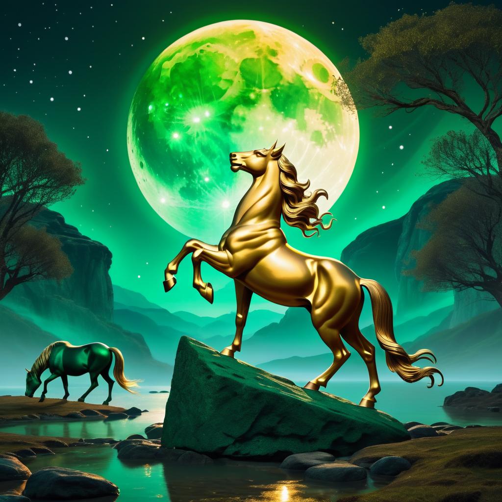 Majestic Golden Centaur Howling at Moon