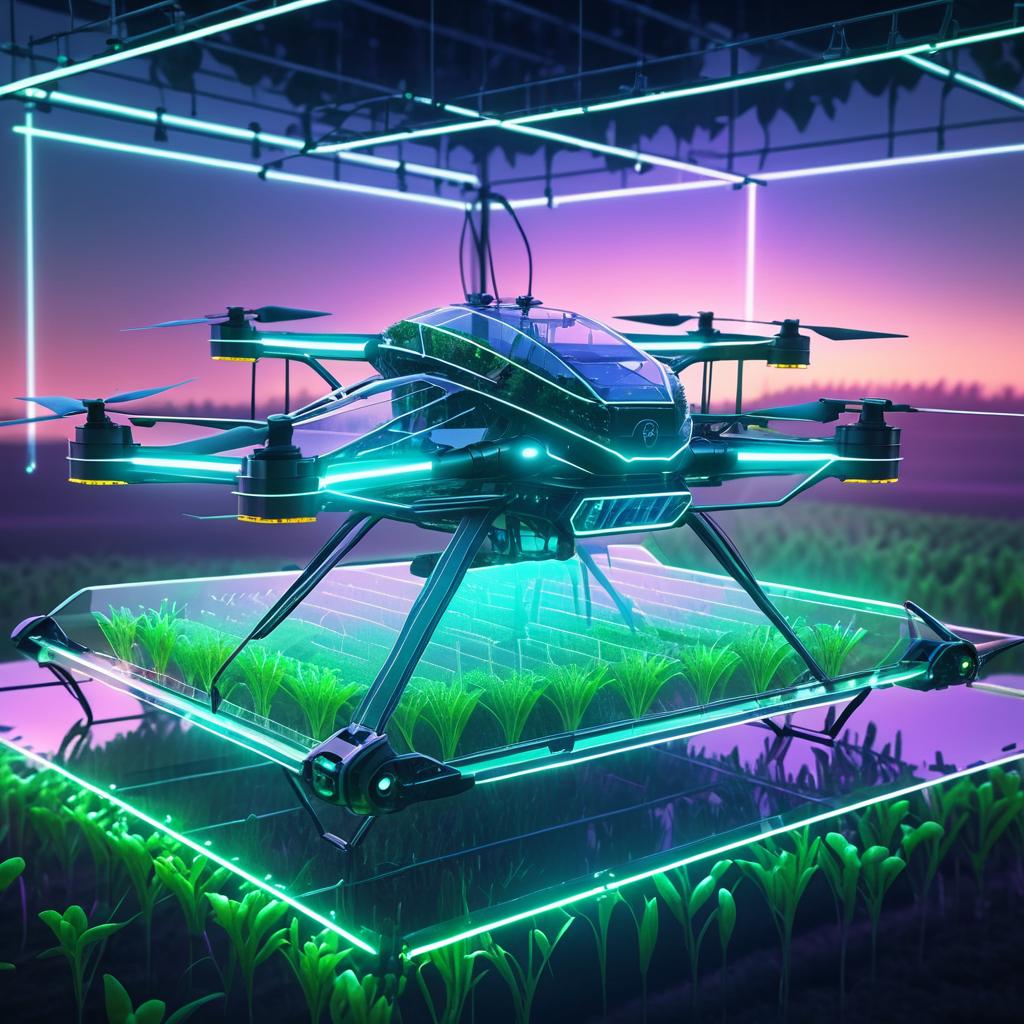 Transparent Futuristic Agricultural Drone Concept