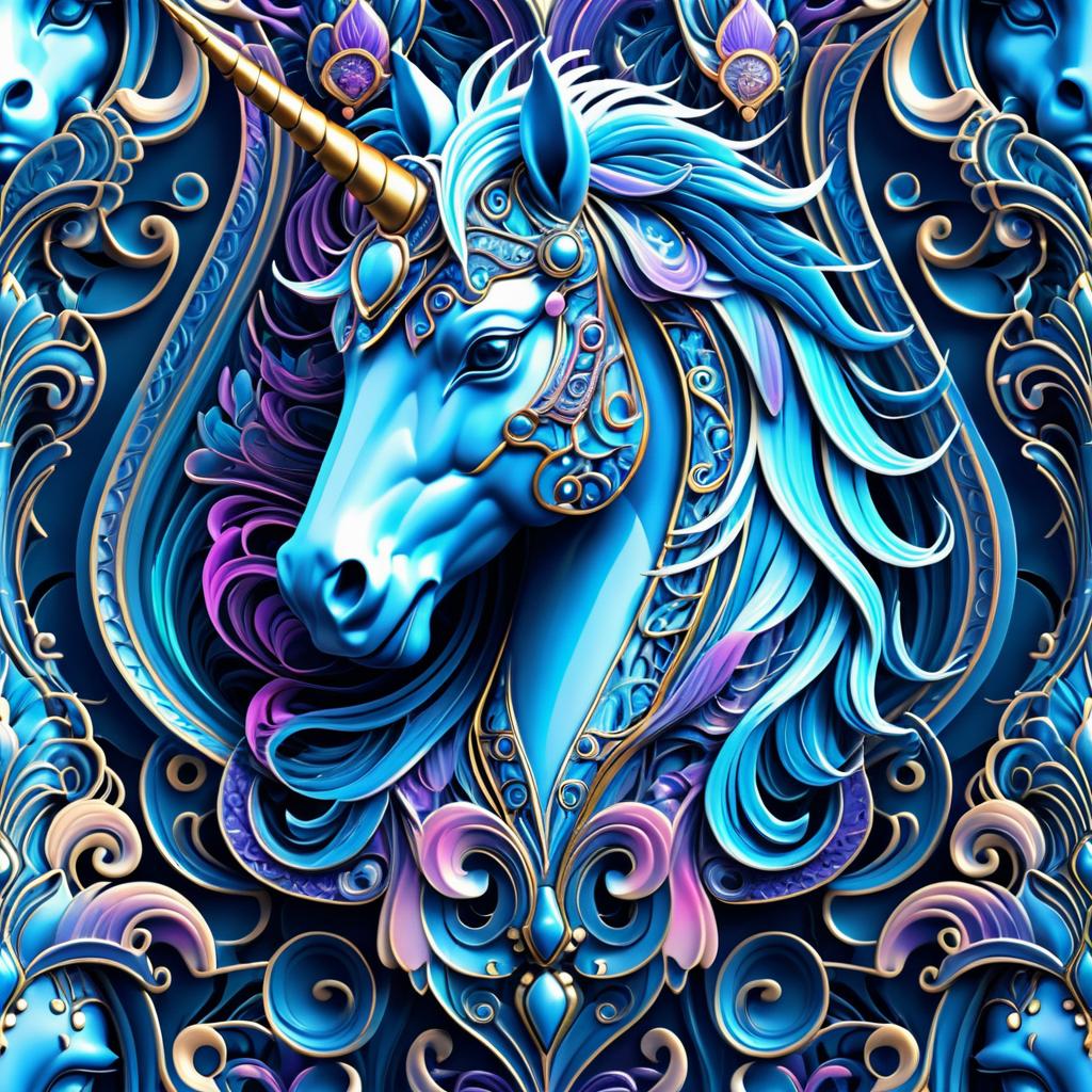 Surreal Ornate Robotic Unicorn Pattern