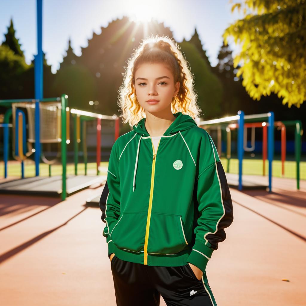 Sporty Teenager Gracefully at Playground