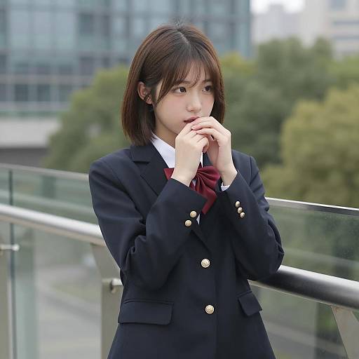 Young Woman in School Blazer Portrait
