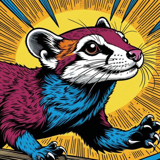 Vibrant Comic-Style Weasel Illustration