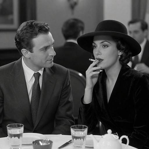 Elegant Couple Dining in Black-and-White