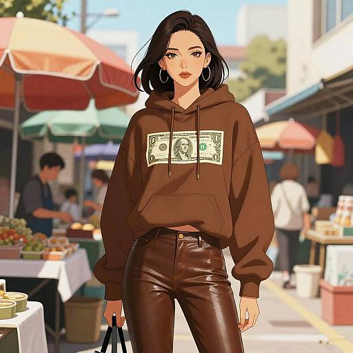 Stylish Woman in Vibrant Streetwear