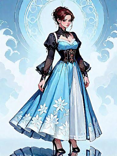 Fantasy Woman in Burgundy Corset Dress