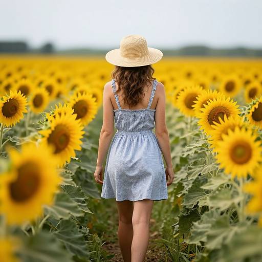 Walking Through Sunflower Field
