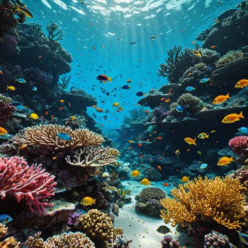 Vibrant Underwater Coral Reef with Colorful Fish