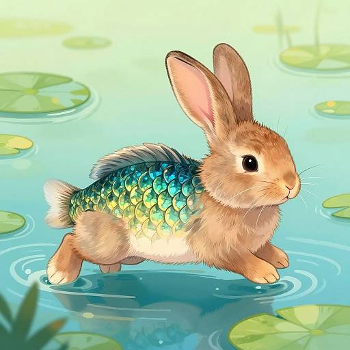 Whimsical Rabbit-Fish Hybrid Creatures