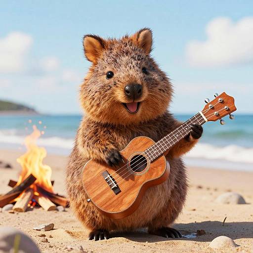 Whimsical Quokka Ukulele Lowbrow Art