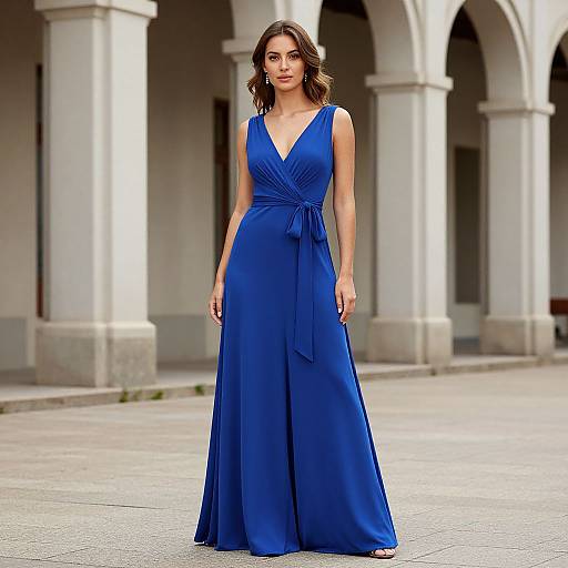 Woman in Blue Dress Outdoors