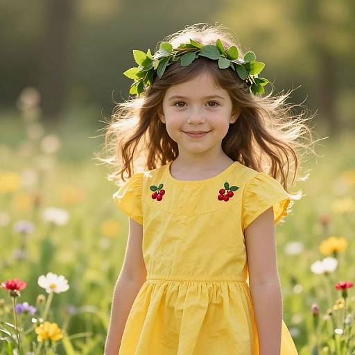 Whimsical Girl in Sunlit Meadow
