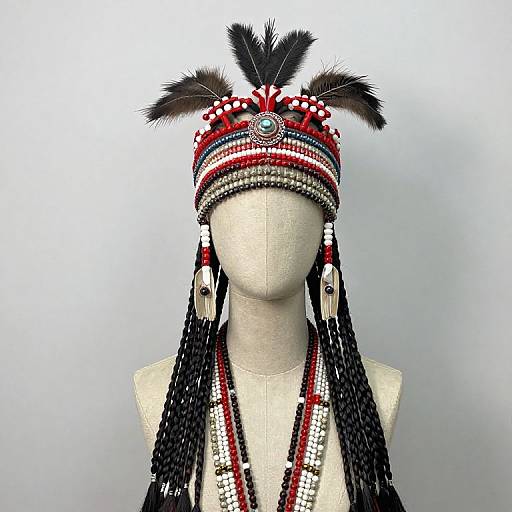 Mannequin with Native Headdress and Beads