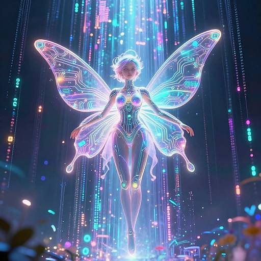 Cybernetic AI Fairy in Digital Realm