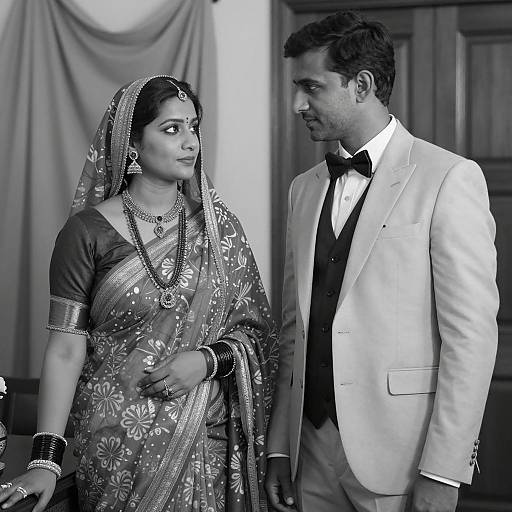 Indian Couple in Traditional and Formal Attire