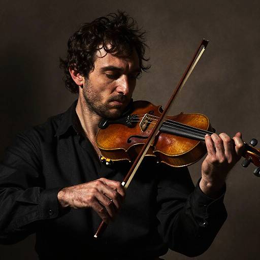 Street Violinist in Caravaggio Chiaroscuro Portrait