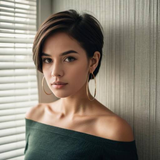Portrait of a Woman with Short Hair and Hoop Earrings