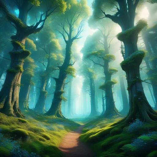 Enchanted Dreamy Forest with Towering Trees