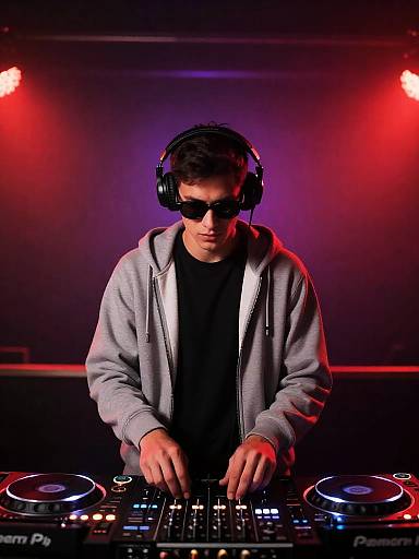 Male DJ Performing in Nightclub