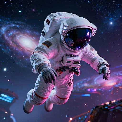 Cyberpunk Astronaut in Neon Galaxy