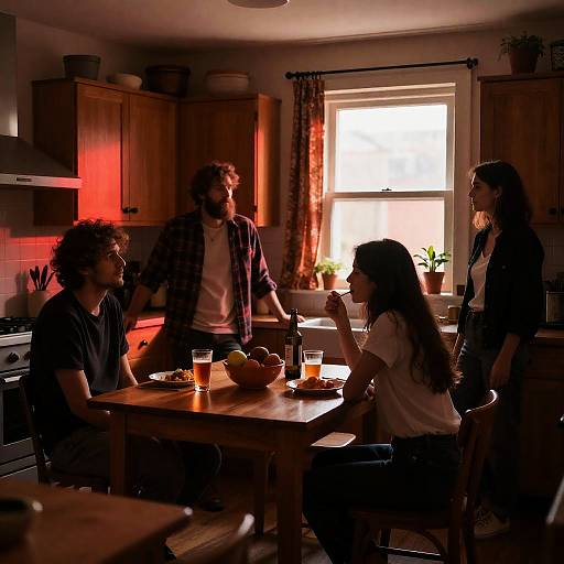 Cozy Dimly Lit Kitchen Gathering