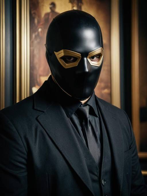 Man in Black Mask Costume and Suit