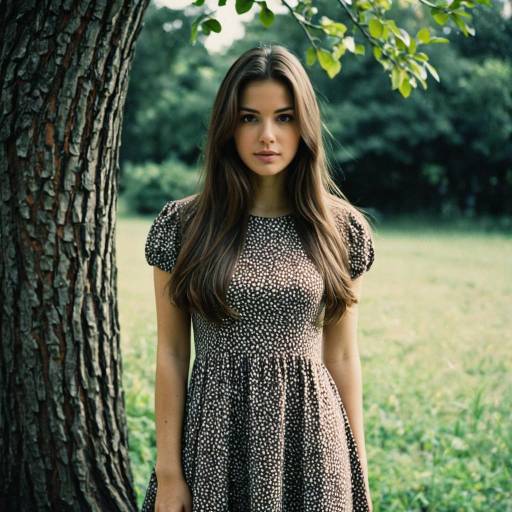 Girl in Modern Dress Under a Tree