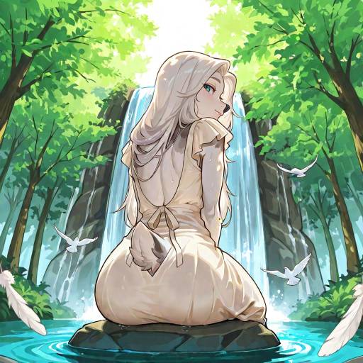 Enchanting Girl by the Serene Lake