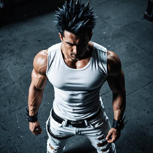Muscular Male Cosplayer with Black Spiky Hair