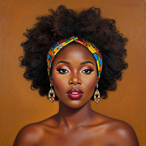 Vibrant Afro Puffs Portrait with Headscarf