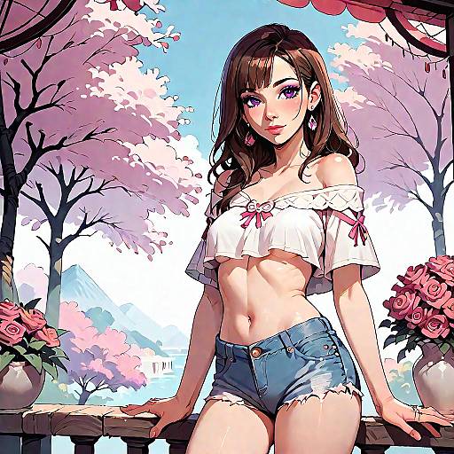 Anime Girl in Spring Garden