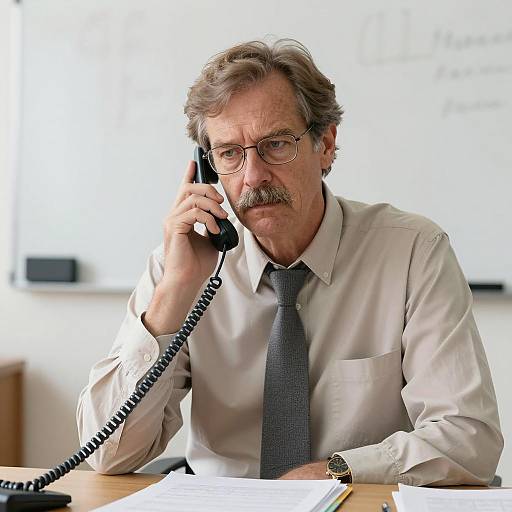 Middle-Aged Man in Office Conversation