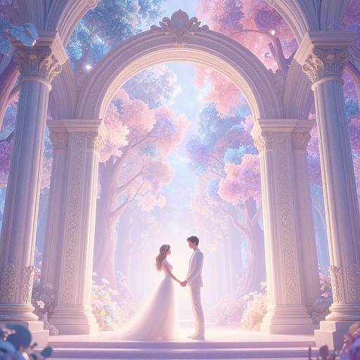 Ethereal Couple Beneath Ornate Archway